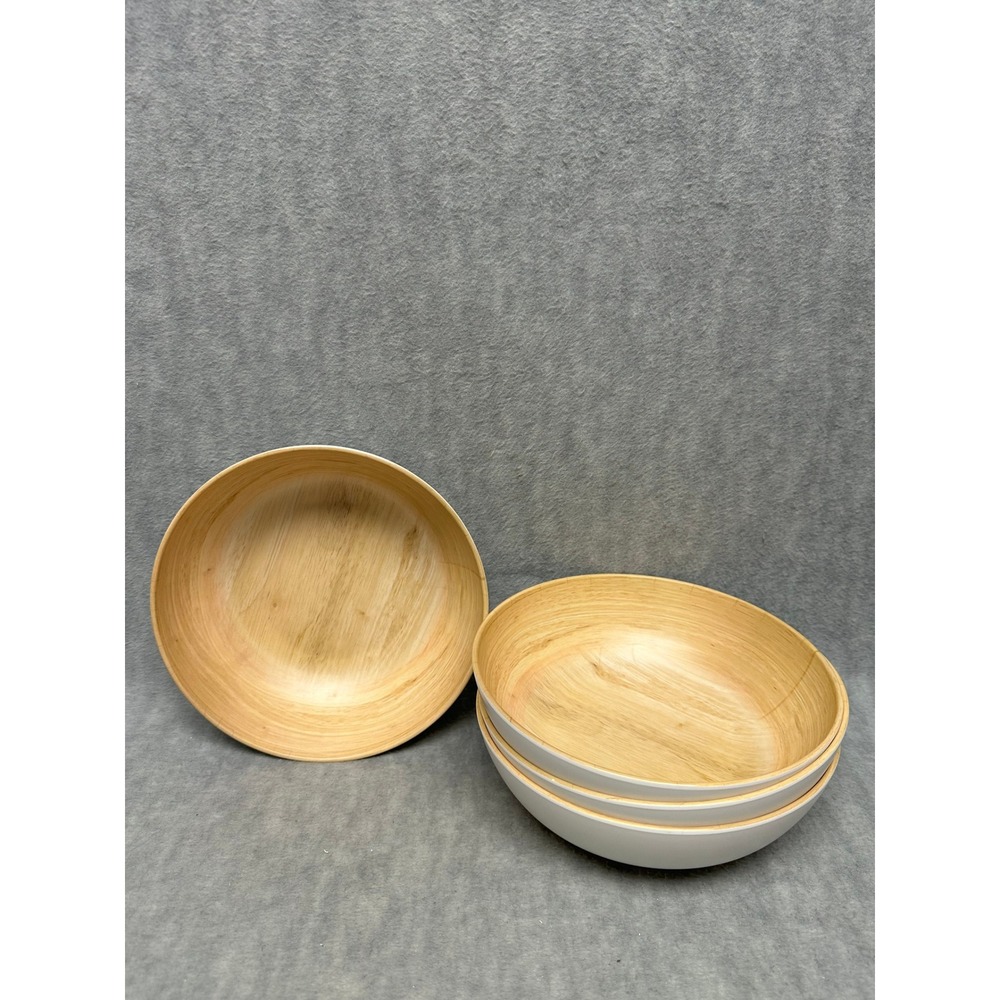 Tommy Bahama Melamine 7-1/2in Bowls Faux Wood Grain Set of 4 Coastal Dining